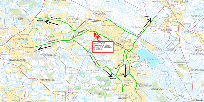 Jokikyläntie Siikalatvalla suljetaan liikenteeltä . klo   (Pohjois-Pohjanmaa) - ely - ELY-keskus