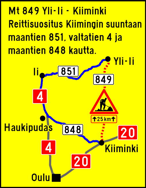Maantien 849 parannustyöt välillä Kiiminki-Yli-Ii (Pohjois-Pohjanmaa) - ely  - ELY-keskus