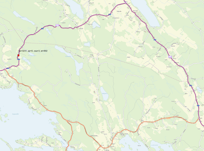 Karttakuva Pälkäneen Pohjalahdentie (tie 3231), joka katkaistaan Järventaustantien ja Salmentaantien väliseltä osuudelta.