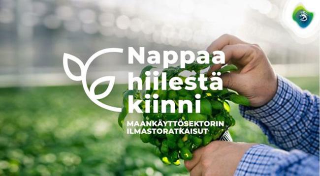 Nappaa hiilestä kiinni -tunnus. Maankäyttösektorin ilmastoratkaisut.