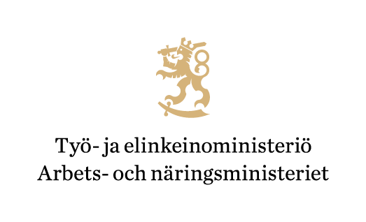 Työ- ja elinkeinoministeriön logo.